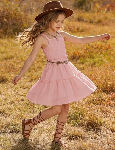 Arshiner Girls Spaghetti Strap Dress Pink Toddler Dress Summer Dresses Kids Beach Casual Sundresses Size 5