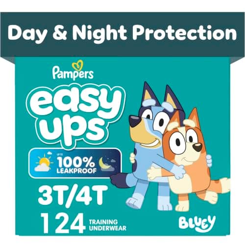 Pampers Training Pants - Easy Ups Boys & Girls Bluey - Size 3T-4T, 124 Count, Children's Potty Underwear (Packaging May Vary)