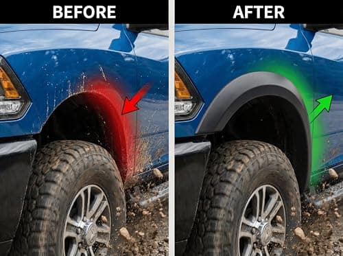 Fender Flares for Dodge Ram 1500 2009-2018 &1500 Classic 2019-2024 Accessories, Front and Rear Wheel Cover. Black Factory Style Protection Fender Flares, 4PCS
