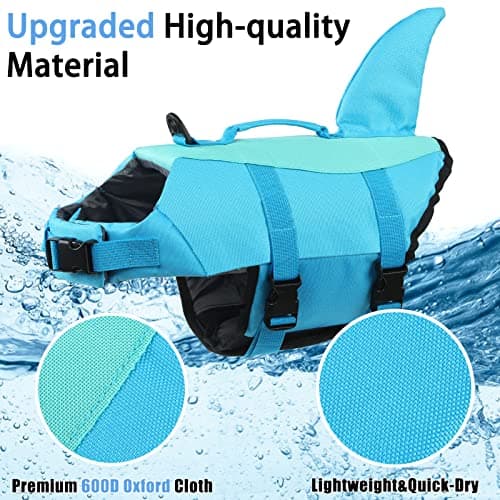 EMUST Large Dog Life Jacket, Pet Life Vests for Swimming, Small/Medium/Large Dog Flotation Vest with Rescue Handle for Water at Pool, Beach, Boating (XL,Pool Blue)