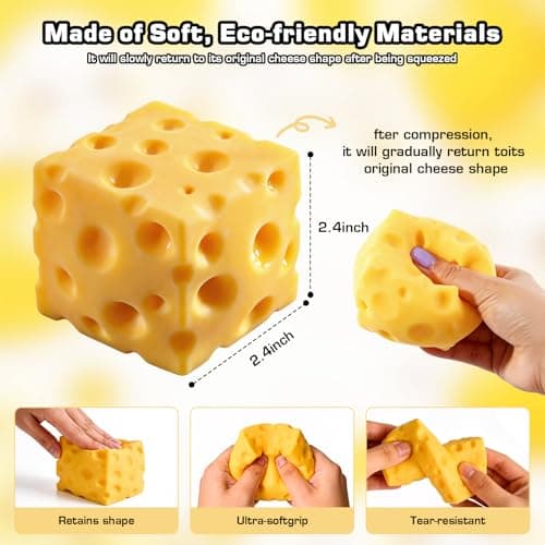 Cheese Squishy Toys, Slow Rising Stress Relief Gifts for Adults, 2.36Inch