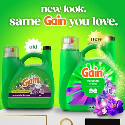 Gain Liquid Laundry Detergent, Moonlight Breeze Scent, Freshness + Odour Fighting, Laundry Detergent Liquid Soap, 107 loads, 4.5L