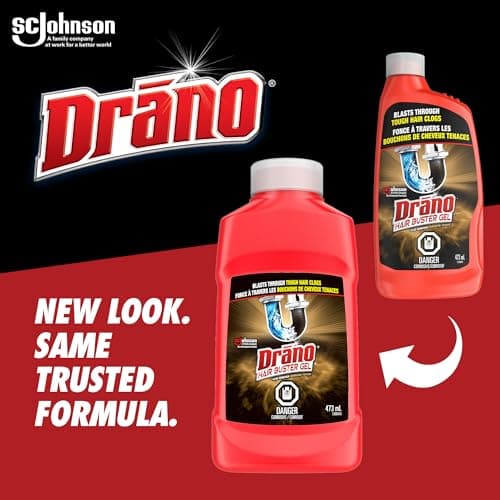 Drano Hair Buster Gel Remover, Drain Clog Remover and Cleaner for Shower or Sink Drains, 473ml, Packaging may vary