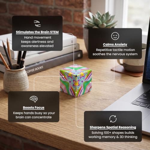 SHASHIBO Shape Shifting Box - Award-Winning, Patented Fidget Box w/ 36 Rare Earth Magnets - Transforms Into Over 100 Shapes, Download Fun in Motion Toys Mobile App (Original Series - Elements)