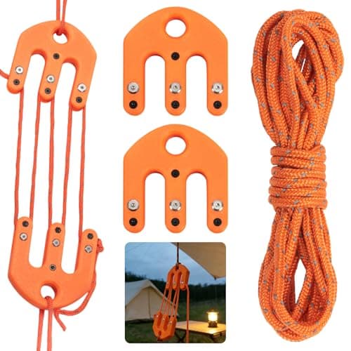 Game and Gear Hoist Pulley System, Ultralight Block and Tackle Pulley System, Portable Block and Tackle Gear Hoist for Backcountry Hunting Camping