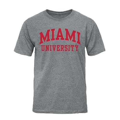 Barnesmith Miami University Redhawks Short Sleeve Adult Unisex T-Shirt, Classic, Charcoal Grey, Large