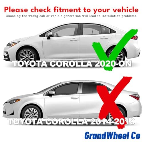 GrandWheel Co Smoke Tinted in-Channel Side Window Vent Visor Deflectors Rain Guards Compatible with Toyota Corolla 2020-2026 Sedan - 4 pcs. GW0491