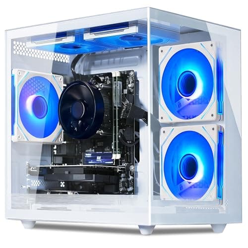 Qehi Prebuilt Desktop PC,Core i7 Processor Up to 4.0GHZ | 16G RAM | 256G SSD | WiFi 6 | 7 RGB Fans | Ready to use Computer Tower for Home and Office-White