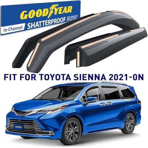 Goodyear Shatterproof in-Channel Window Deflectors for Toyota Sienna 2021-2026, Rain Guards, Window Visors for Cars, Vent Deflector, Car Accessories, 4 pcs - GY007838