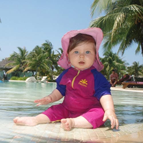Nozone Fiji Sun Protective Baby Girl Swimsuit in Bahama Pink/Fuchsia, 6-12 Months