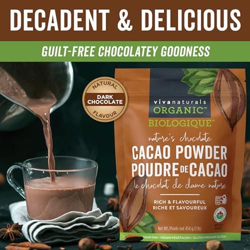 Viva Naturals Organic Non-GMO Cacao Powder, 1 Pound Bag