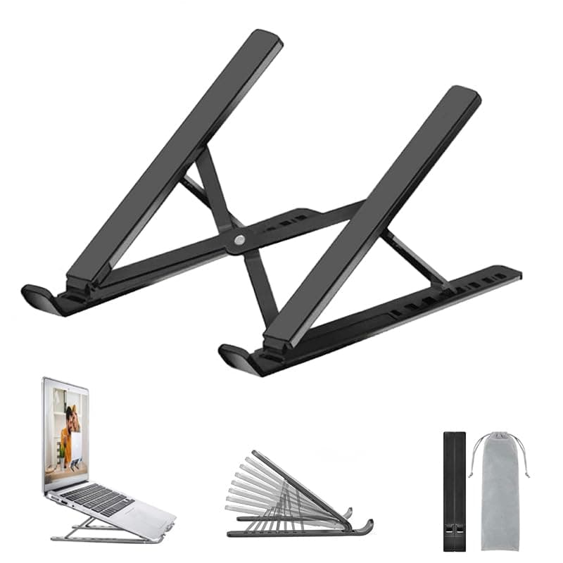 Laptop Stand, Multiple Angles Adjustable Stand for Tidy Tablets, Ergonomic and Protective Ventilated Foldable for Macbook DELL, HP Other 10-15.6 Inch Laptop (Black)
