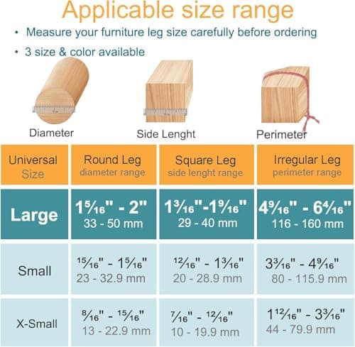 32 Pcs Chair Leg Floor Protectors - Silicone Felt Pads, Scratch-Proof & Noise-Free, Easy Smooth Moving, Large Size (Fits Round Chair Legs: 1-5/16" to 2" Diameter)