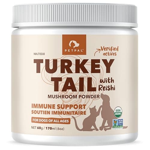 Petpal Turkey Tail Powder with Reishi | Pure Mushroom Powders with Beta Glucans | Lumps, Warts, Bumps | Superfood Topper | Organic | 60g