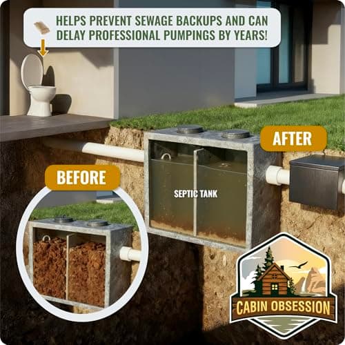 Septic Tank Treatment - 1 Year Supply of Septic Safe Dissolvable Easy Flush Live Bacteria Packets (12 Count) - Best Way to Prevent Expensive Sewage Backups - Made in USA
