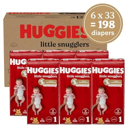 HUGGIES Diapers Size 1 - Little Snugglers Disposable Baby Diapers, 198ct, One Month Supply