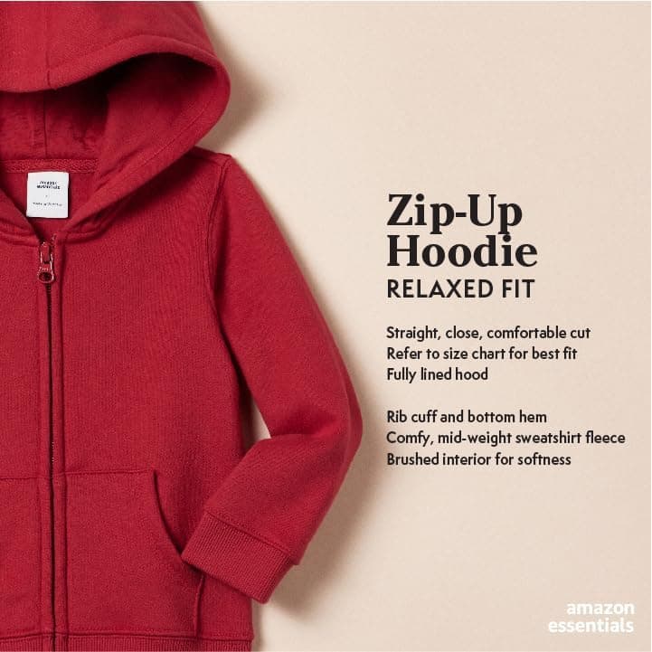Amazon Essentials Girls and Toddlers' Fleece Zip-Up Hoodie Sweatshirt 5 Years Navy Stars
