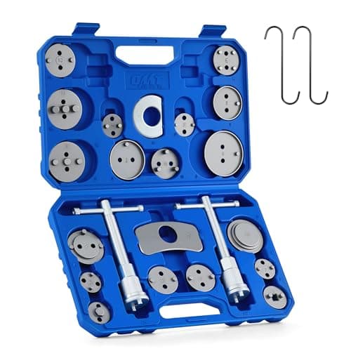 Orion Motor Tech 24pc Brake Caliper Compression Tool Set, Heavy Duty Brake Piston Compressor and Wind Back Tool Kit for Brake Pad Replacement, Universal Disc Brake Caliper Set with Blue Case