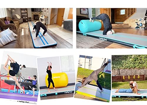 Tumble Track Mats for Gymnastics, Kids Air Gymnastics Mats for Tumbling Thick Inflatable Gymnastics Tumbling Track Mat 6.6/10/13/16.4/20ft Training Tumbling Mat with Electric Pump for Home/Water Fun