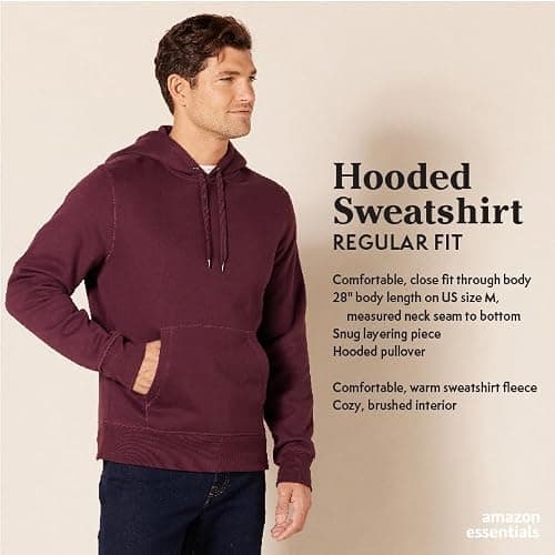 Amazon Essentials Men's Hooded Fleece Sweatshirt, Olive Heather, Small