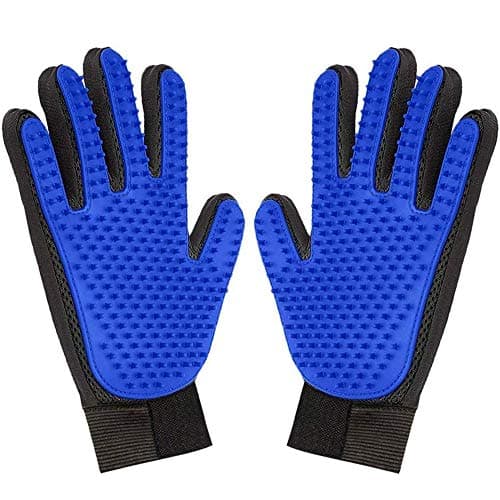 Pet Grooming Glove,Gentle Deshedding Brush Glove Hair Remover Brush for Dogs,Cats & Horses with Long & Short Fur,Enhanced Five Finger Design -One Pair Left & Right