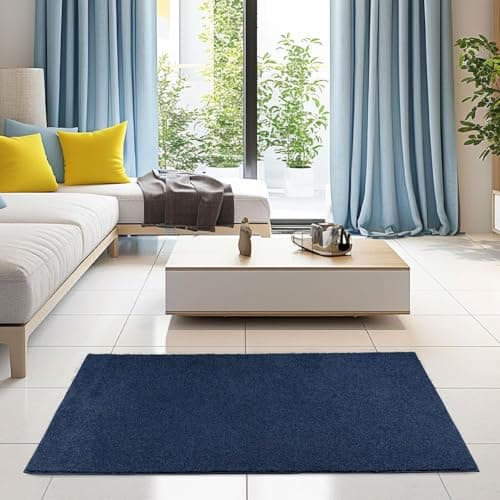 Ambiant Pet Friendly Solid Color Area Rugs Navy - 3' Hexagon, Indoor, Stain & Fade Resistant, Perfect for Living Room, Bedroom, Dining Room, Entryway, Doorway, Pet & Kids Friendly Rug, Wedding