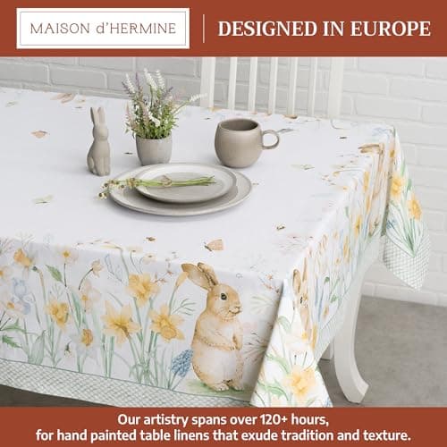 Maison d' Hermine Table Cloth Rectangle Table 100% Cotton 54 x 72 Inches Tablecloth Reusable Decorative for Dining Kitchen Room Farmhouse Party Home Hotel Restaurant Spring Summer - Easter Dew