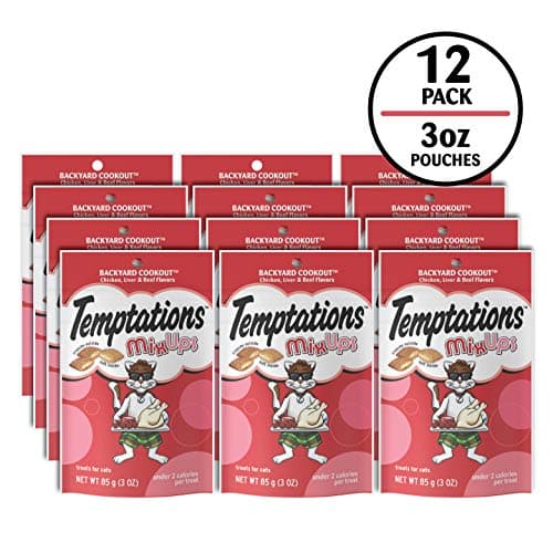 Temptations Cat Treats MixUps Backyard Cookout Flavor Crunchy, Soft Cat Treats, 3 oz. Pouch (Pack of 12)