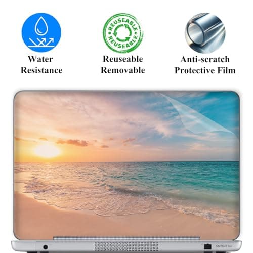 15 15.6 Inch Laptop Skin Sticker Cover Premium Sticker Cover Art Decal Decorative (Included 2 Wrist Pad Skins) - Sunrise Beach