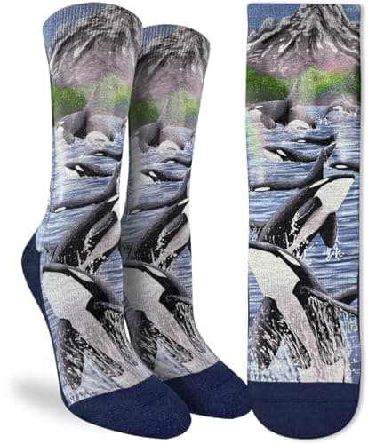 Good Luck Sock Women's Breaching Orcas Socks, Adult, Shoe Size 5-9