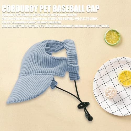 Dog Baseball Cap, Dog Cat Summer Beach Visor Hat with Ear Holes, Adjustable Puppy Sunbonnet Headdress (Blue, X-Large)