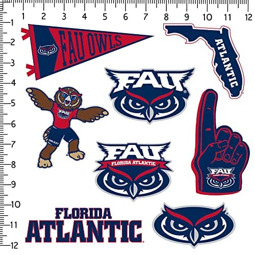 Florida Atlantic University Vinyl Sticker Pack – 8 Waterproof FAU Owls Logos, Mascot, Pennant & Wordmark Decals for Laptop, Water Bottle, Tablet, Car, Skateboard & More
