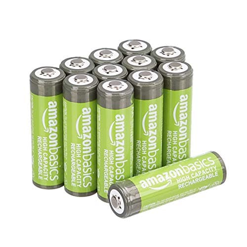 Amazon Basics 12-Pack AA Rechargeable Batteries, High-Capacity 2,400 mAh Battery, Pre-Charged, Recharge up to 400x