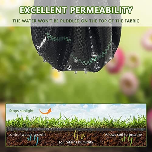 LGJIAOJIAO 1.4ftx50ft Weed Barrier Landscape Fabric Heavy Duty,Weed Block Gardening Ground Cover Mat, Weed Control Garden Cloth ,Woven Geotextile Fabric for Underlayment,Commercial Driveway Fabric