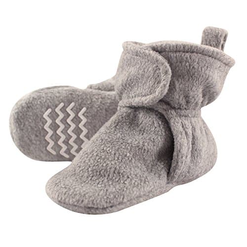 Hudson Baby Unisex-Child Cozy Fleece Booties Slipper Sock, Heather Gray, 6-12 Months