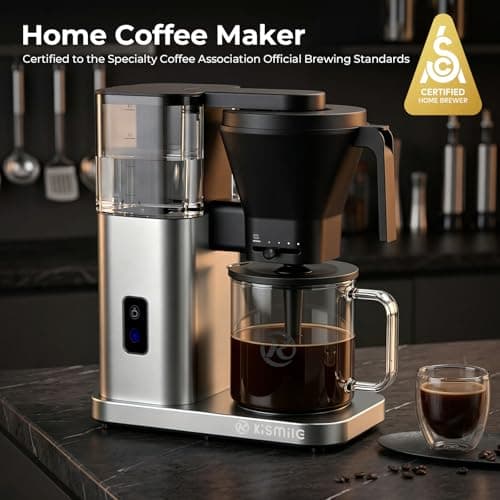 Kismile 8 Cup Drip Coffee Maker, SCA Certified Hot & Cold Brew Coffee Machine, Fast Heating to 197–205℉, 40 Min Keep Warm, Adjustable Flow Control, Easy to Clean