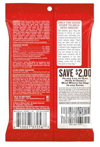Stella & Chewy's Freeze-Dried Raw Chicken Meal Mixers- Dog Food Topper and Mixer - Made with 95% Cage-Free Chicken, Organs & Bone - Perfect for Picky Eaters - Grain-Free - 1oz