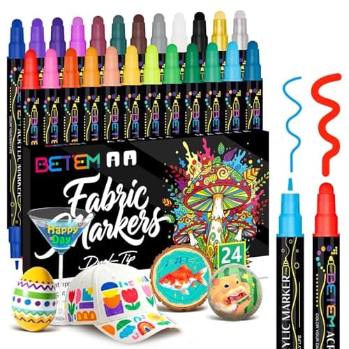 Betem 24 Colors Dual Tip Water-Based Acrylic Paint Markers