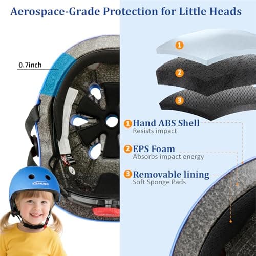KAMUGO Kids Bike Helmet,Toddler Helmet Adjustable Bicycle Helmet Girls Or Boys Ages 2-3-4-5-6-8 Years Old,Multi-Sports for Cycling Skateboard Scooter