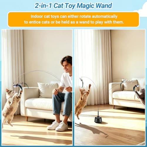 Interactive Cat Toys for Indoor Cats Toy Wand 360° Flying Bird Cat Toy