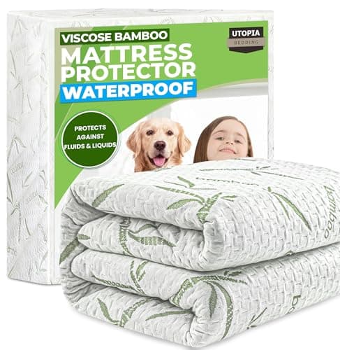 Utopia Bedding Waterproof Mattress Protector Twin XL Size, Bamboo Viscose Mattress Cover 200 GSM, Fits 15 Inches Deep, Breathable, Fitted Style with Stretchable Pockets
