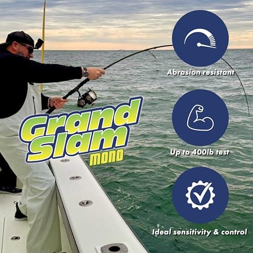 Hi-Seas Grand Slam Monofilament, 12 Pound Test, Green, 1-Pound Spool