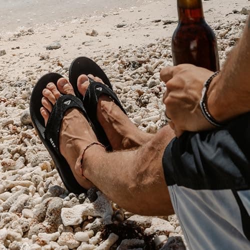 REEF Fanning Mens Sandal Black-Silver 11