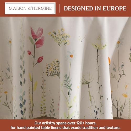 Maison d' Hermine Table Cloth Round Table 100% Cotton 69 Round Inches Tablecloth Reusable Decorative for Dining Kitchen Room Farmhouse Party Home Hotel Restaurant Spring Summer - Botanical Fresh