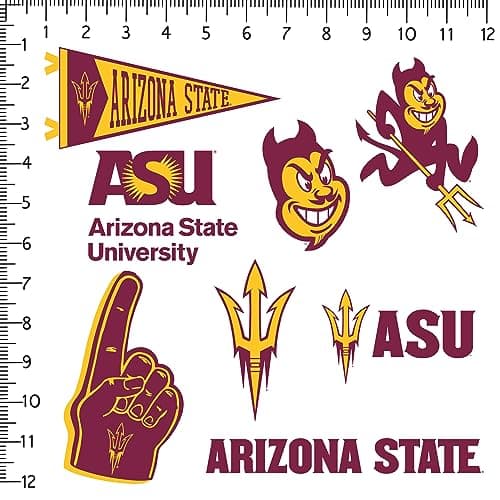 Arizona State University Premium Vinyl Sticker Pack – Large Waterproof Decals for Laptop, Water Bottle, Tablet, Car, Skateboard & More – Officially Licensed ASU Sun Devils Set of 8