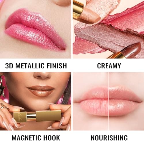 Oulac Metallic Shine Baby Pink Lipstick for Women, High Impact Lipcolor with Moisturizing Creamy Formula, Vegan Beauty Full-Coverage Lip Color 4.3 g/0.15 oz (Baby Angel(13))