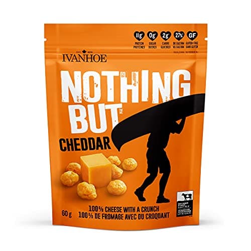 Ivanhoe Nothing But Cheese 100% Canadian Puffed High Protein Cheese Snacks, Cheddar, Gluten Free, 60g