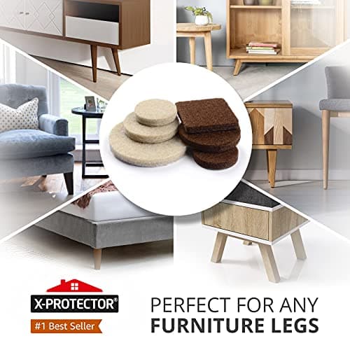 Felt Furniture Pads X-PROTECTOR 133 PCS Premium Furniture Pads - Felt Pads Furniture Feet Best Wood Floor Protectors - Protect Your Hardwood & Laminate Flooring! Brown and Beige