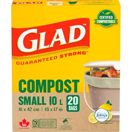 Glad Certified Compostable Bags - Small 10 Litres - Lemon scent 20 Compost Bags