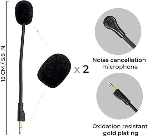 J.M.SHOW Replacement Game Mic Compatible with Logitech G PRO X2, G PRO X Wireless and G Pro Wired Gaming Headsets, Detachable Noise Cancelling Crystal-Clear Game Microphone with 2Pcs Foam Cover